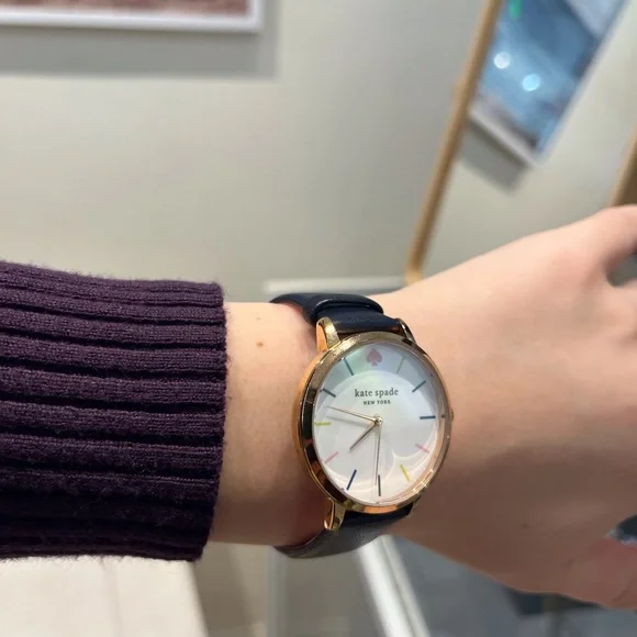 Kate Spade Gold-Tone Watch with Black Strap